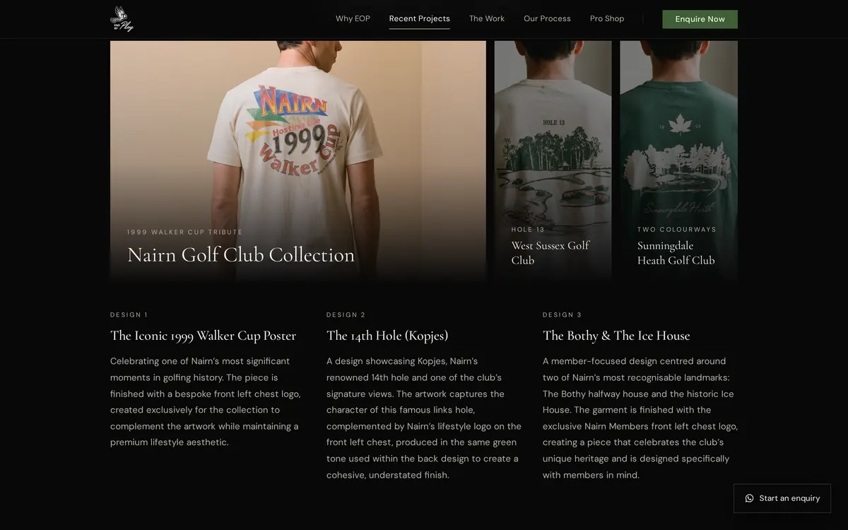 End of Play Golf — recent projects, the expanding club panels