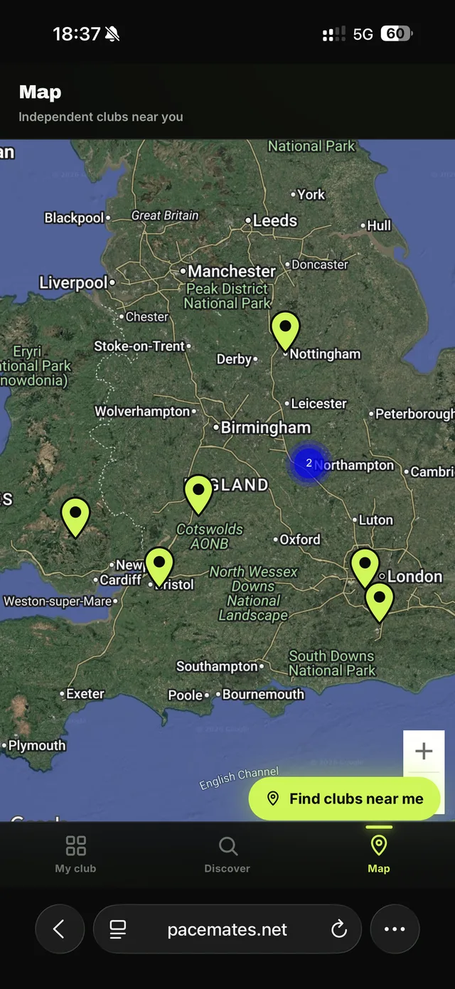Pacemates — live club map